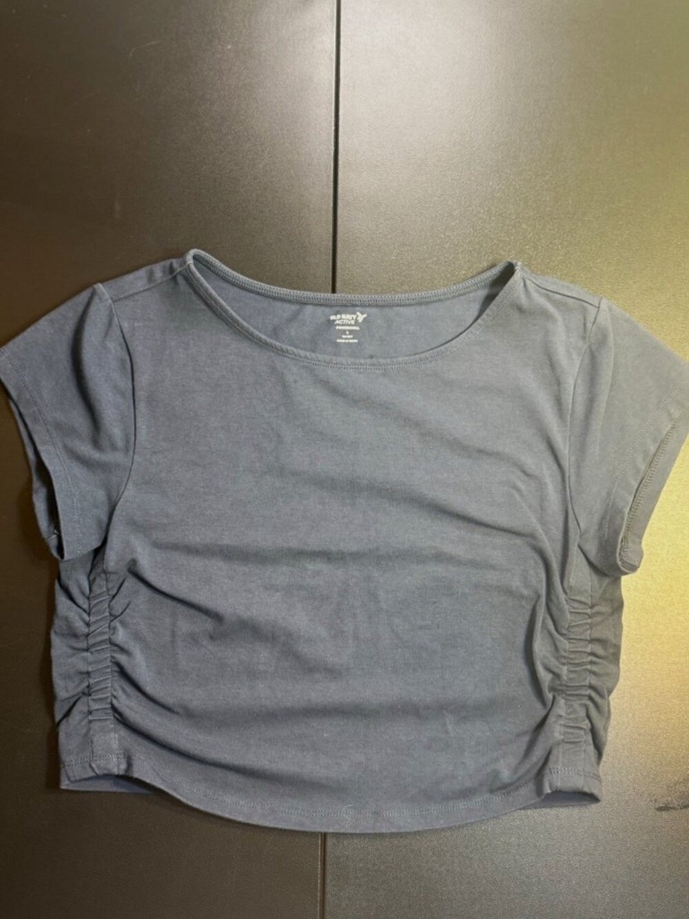 Old Navy Active Women's navy blue PowerChill Ruched Scoop Neck Knit Top size L